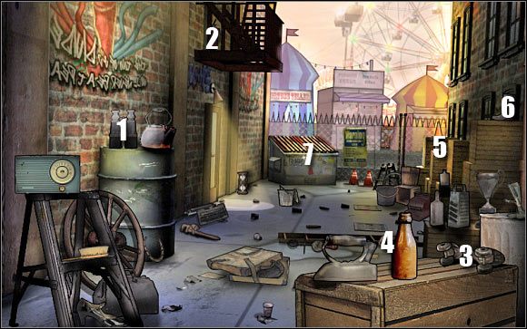 Pierwsza mini-gra: Kliknij na kontenerze na śmieci (punkt 7) - Back alley | Odcinek 3 | CSI NY - CSI: NY - poradnik do gry