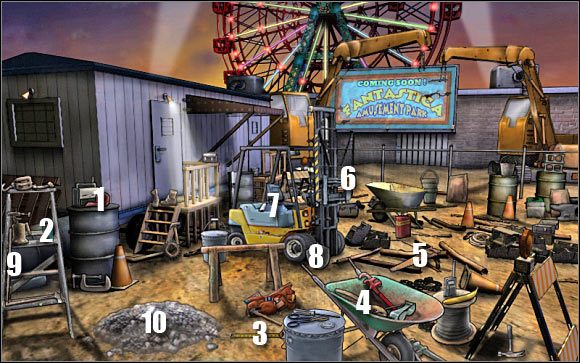 Najważniejszy przedmiot z tej listy to - Construction site of Fantastica Amusement Park | Odcinek 3 | CSI NY - CSI: NY - poradnik do gry