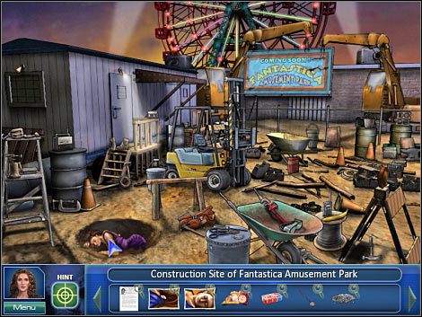 Kliknij na ciele zamordowanej kobiety, dzięki czemu gra będzie mogła dokonać w tym miejscu przybliżenia obrazu - Construction site of Fantastica Amusement Park | Odcinek 3 | CSI NY - CSI: NY - poradnik do gry