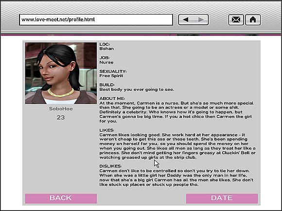 Carmen, tak jak Kiki, możesz spotkać dzięki serwisowi randkowemu love-meet, gdzie loguje się pod nickiem SoboHoe - Randki | Aktywności dodatkowe | Grand Theft Auto IV - Grand Theft Auto IV - poradnik do gry