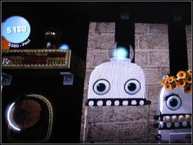 Idąc dalej w prawo, spadamy w dół do ukrytego tunelu i zbieramy Red Coffin, Big Chin Skeleton, Half Moon, Top Hat i Calavera The Wresler - 1. The Wedding Reception | The Wedding | LittleBigPlanet - LittleBigPlanet - poradnik do gry