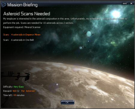 Skanuj asteroidy - Asteroid Scans Needed - skanuj odpowiednią ilość asteroidów w jednym lubi kilku sąsiadujących sektorach - Misje poboczne związane z myśleniem | Misje w X3 Konflikt Terrański - X3 Konflikt Terrański - poradnik do gry