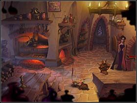 Korzysta z tego Mona i nożem odcina zwierzątku obróżkę - Przystań, jadalnia, kuchnia, sala tortur - Zamek Warg - A Vampyre Story - poradnik do gry