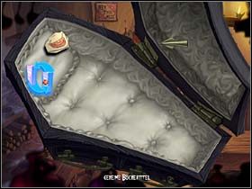 Zlokalizowawszy wszystkie te pozycje, Mona zgodnie z radą Frankiego wysuwa na moment dwie wymienione przez niego książki (kliknij wizerunkiem tajemniczych tytułów na regale z książkami) - niestety, nie przynosi to spodziewanego efektu - Biblioteka - Zamek Warg - A Vampyre Story - poradnik do gry