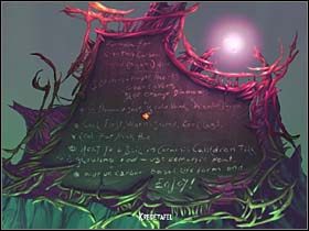 W dalszej kolejności (od prawej do lewej) w laboratorium mieszczą się: zapisana kredą tablica, z której Mona odczytuje formułę na organiczny kwas węglowy - Laboratorium - Zamek Warg - A Vampyre Story - poradnik do gry