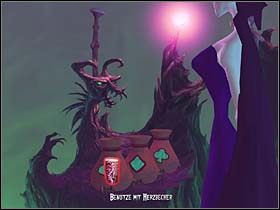 W tym celu nasza bohaterka najpierw podchodzi do demonicznego zlewu, przy którym stoją trzy puste puchary z symbolami - Laboratorium, kuchnia - Zamek Warg - A Vampyre Story - poradnik do gry