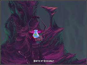 Teraz nasza bohaterka przechodzi do palnika i do usytuowanego na nim kociołka wlewa zawartość pucharów - Laboratorium, kuchnia - Zamek Warg - A Vampyre Story - poradnik do gry