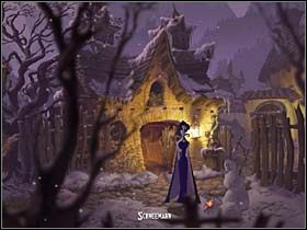 Teraz dziewczyna wyrusza na rozpoznanie terenu, czyli pobliskiego miasteczka (w prawo) - Stajnia, salon modystki - Miasteczko Vlad's Landing - A Vampyre Story - poradnik do gry