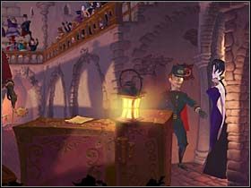 Zaciekawiona Mona maszeruje więc na drugą stronę i wdaje się w pogawędkę ze wspomnianym konstablem o imieniu Bud - Uliczki przy nabrzeżu, podwórko, stadion - Miasteczko Vlad's Landing - A Vampyre Story - poradnik do gry