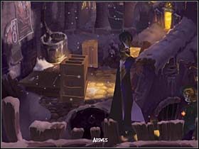 Przebranego za dziewczynkę nietoperza wykorzystuje do zwabienia konstabla w ciemny zaułek, z którego dopiero co wyszła (użyj nietoperza w sukience na konstablu) - Uliczki przy nabrzeżu, podwórko, stadion - Miasteczko Vlad's Landing - A Vampyre Story - poradnik do gry