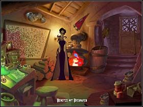 Pozostaje zatem już tylko zebrać go z podłogi, co Mona czyni przy pomocy miecha , leżącego na lewo od piecyka - Cmentarz, biuro cmentarza, grób Mony - Miasteczko Vlad's Landing - A Vampyre Story - poradnik do gry