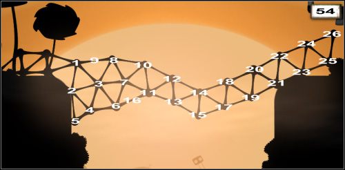Na mapce, którą widzisz na górze (54 ), nałożyłem proponowaną kolejność posunięć - Ode to the Bridge Builder | Rozdział 1 | World of Goo - World of Goo - poradnik do gry