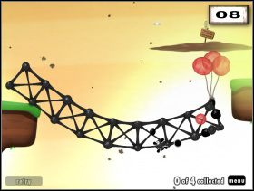 Zacznij wedle rozwiązania podstawowego, czyli od podlepienia na lewy kraniec wieży czterech balonów (7 ) - Infesty the Worm | Epilog | World of Goo - World of Goo - poradnik do gry