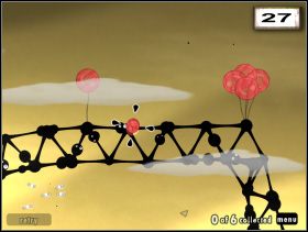 W trakcie podróży do rury, stale monitoruj stabilność pokrzywionego dźwigu oraz notorycznie w chwilach zagrożenia dodawaj kolejne balony w punkt skrętu - Weather Vane | Epilog | World of Goo - World of Goo - poradnik do gry