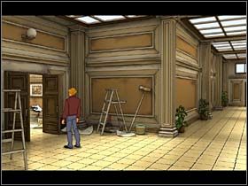 Na miejscu okazuje się, że w boksie kasy kasjer i jeden ze strażników tak są zajęci oglądaniem meczu, że nie mają zupełnie czasu, by sprzedać naszemu bohaterowi bilet wstępu - Muzeum Natres | Paryż i Tomar | Broken Sword 2,5 The Return of the Templars - Broken Sword 2,5: The Return of the Templars - poradnik do gry