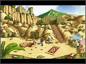 Na terenie wykopalisk George zagaduje archeologa przy studni (po lewej) - Tomar - Wykopaliska | Paryż i Tomar - Broken Sword 2,5: The Return of the Templars - poradnik do gry