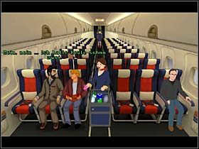 Tym razem Stobbart wdaje się w pogawędkę z mężczyzną siedzącym w tyle po prawej - Samolot | Chiny | Broken Sword 2,5 The Return of the Templars - Broken Sword 2,5: The Return of the Templars - poradnik do gry