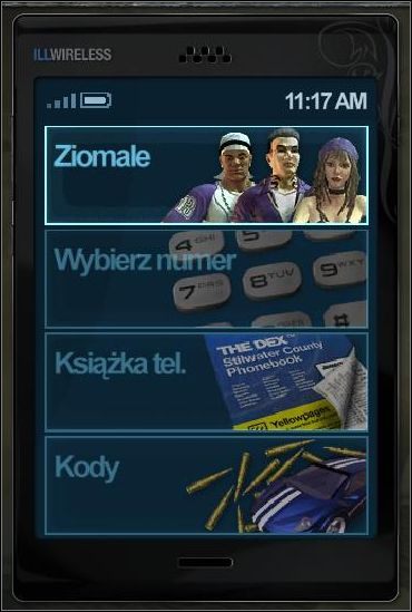 Zakładka komórki daje dostęp do Twojej komórki, z której możesz dzwonić do ziomali i do sklepów albo wprowadzać za jej pomocą kody do gry - Komórka | Podstawy Saints Row 2 - Saints Row 2 - poradnik do gry