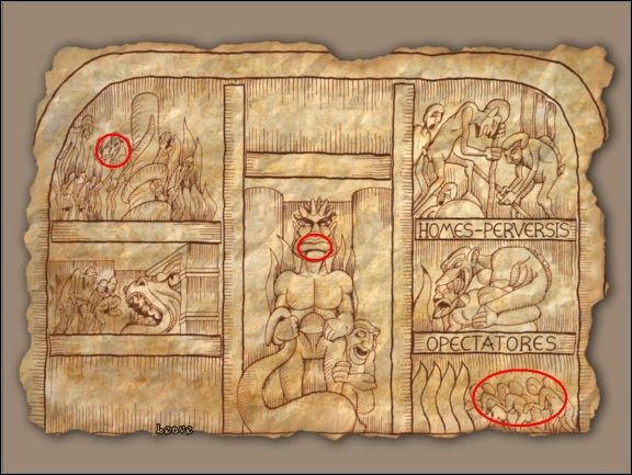 Rysunek i płaskorzeźba wydają się być podobne, ale istotne są trzy różnice, zaznaczone na czerwono - [Pars III] Nox cz.1 | The Abbey - The Abbey - poradnik do gry