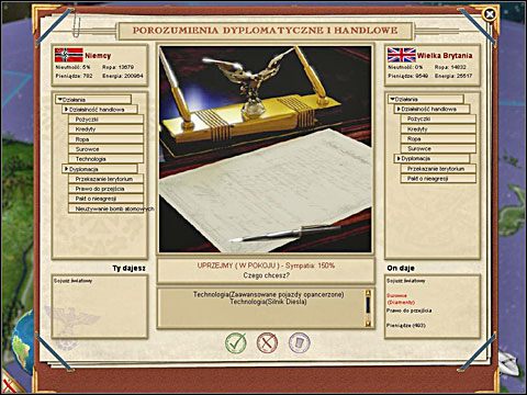 Dwa niezwykle ważne czynniki, które trzeba brać pod uwagę prowadząc negocjacje z innymi państwami to odpowiednio stopień zaufania i poziom sympatii - Dyplomacja | Podstawy rozgrywki | War Leaders Clash of Nations - War Leaders: Clash of Nations - poradnik do gry