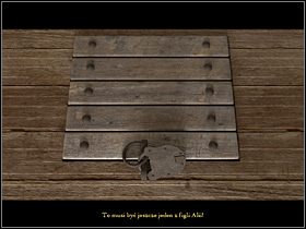 Przydałoby się także zaopatrzyć w prowiant na drogę, toteż Olaf kieruje się ku prowadzącej do spiżarki klapie w podłodze - Znaleźć klucz do spiżarni; Odzyskać maskę | Wioska - Zaginiona historia: Tale of Hero - poradnik do gry