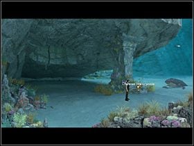 Tam nieopodal skalnej kolumny znajduje kolejne dziwne stworzenie, którego nie sposób oderwać od skały i które pluje atramentem - Znaleźć błękitną rozgwiazdę | Głębiny oceanu | Zaginiona historia Tale of Hero - Zaginiona historia: Tale of Hero - poradnik do gry