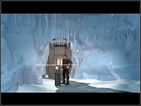 W tym celu nasz bohater próbuje wyżłobić w lodzie pod drzwiami otwór nożem, ale lód jest zbyt twardy - Odzyskać Vamoriańską Więź | Lodowa Kraina | Zaginiona historia Tale of Hero - Zaginiona historia: Tale of Hero - poradnik do gry