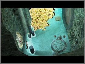 Ze skarbca trzeba wydostać się zgoła inną drogą - mianowicie przez okno po lewej, w którym przy pomocy wyjętego z berła diamentu (kliknij je PPM w ekwipunku i w zbliżeniu oderwij odeń nożem diament) mężczyzna wycina otwór - Wydostać się ze skarbca Mjorgina | Głębiny oceanu - Zaginiona historia: Tale of Hero - poradnik do gry