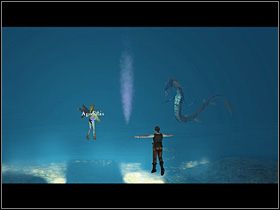 Oczywiście kieruje się ku promieniejącemu polu, gdzie odbywa się pojedynek między Tytanem a Nautizjanem, do którego teraz postanawia dołączyć się Olaf - Wydostać się ze skarbca Mjorgina | Głębiny oceanu - Zaginiona historia: Tale of Hero - poradnik do gry