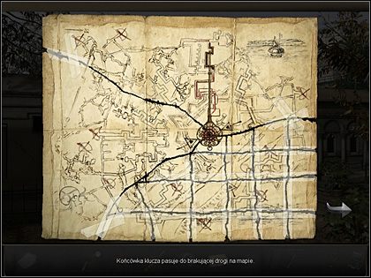 Teraz Nicole obraca klucz wokół jego główki (klikaj na kluczu PPM), kiedy klucz znajdzie się w pozycji pionowej nóżką do góry, zostanie wytyczona pierwsza część trasy (i padnie kolejny komentarz ze strony bohaterki) - Cmentarz Montmartre (2) | Francja, Paryż | Art of Murder Klątwa Lalkarza - Art of Murder: Klątwa Lalkarza - poradnik do gry