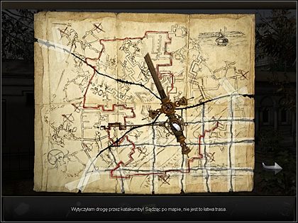 Do wyznaczenia pozostał już ostatni odcinek drogi (29xLPM), zakreśliwszy kluczem tym razem prawie pełne koło, Nicole udaje się wytyczyć drogę przez katakumby (stosowny komentarz ze strony bohaterki) - Cmentarz Montmartre (2) | Francja, Paryż | Art of Murder Klątwa Lalkarza - Art of Murder: Klątwa Lalkarza - poradnik do gry