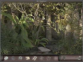 Teraz Nicole biegnie do posiadłości Montoute, a znalazłszy się w dużej sali, odnajduje zakątek z drzewem (zbliżenie w głębi po prawej) - Hacjenda; osada; dom szamanki | Kuba, Posiadłość Montoute - Art of Murder: Klątwa Lalkarza - poradnik do gry