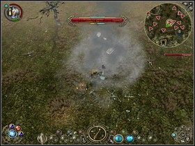 Udaj się do osady Sarthaz [5] gdzie znów zostaniesz zaatakowany przez Wirujący fetor pyłowy - Rozdział 6 | Kampania Światła w Sacred 2 Fallen Angel - Sacred 2: Fallen Angel - poradnik do gry