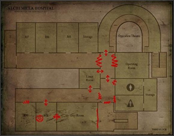 Day Room Rozbij szybę i wejdź do środka - A. Hospital 3 piętro - druga strona | Alchemilla Hospital w Silent Hill Homecoming - Silent Hill: Homecoming - poradnik do gry