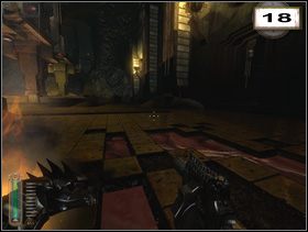 Potem idź głównym korytarzem z eleganckim dywanem, pokonaj pająki oraz karły z miotaczem ognia i dojdź do skrzyżowania (18) - Rozdział 8 - Krecia Świątynia (cz.2) | Solucja NecroVision - NecroVision - poradnik do gry