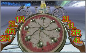 Poniższe obrazki przedstawiają gdzie należy umieścić konkretne kule - Rozdział III - Na-Tiexu (Astrologiczny Świat), cz. 2 | Opis przejścia - Aura: Fate of the Ages - poradnik do gry