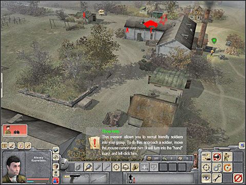 Cierpliwie poczekaj przy dymiącym kominie aż na drodze przebiegającej w pobliżu pojawi się i na chwilę przystanie jeden z niemieckich pojazdów - Misja 3 P.O.W. - Kampania radziecka - Men of War - poradnik do gry