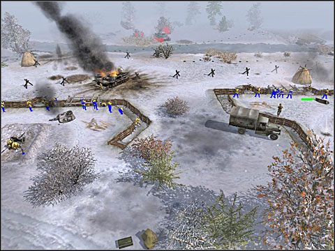 Na twoim prawym skrzydle powinieneś mieć czołg - schowaj go pomiędzy chałupami by go czasem coś nie