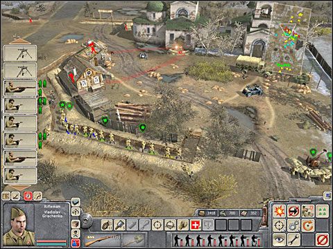 Pomóż sobie drugą armatką, którą zdobyłeś wcześniej na wzgórzu położnym na lewo od drogi - przetocz działo bliżej pozycji Niemiaszków i przywal aż im hełmy pospadają - Misja 5 The Penal Unit (cz.1) - Kampania radziecka - Men of War - poradnik do gry