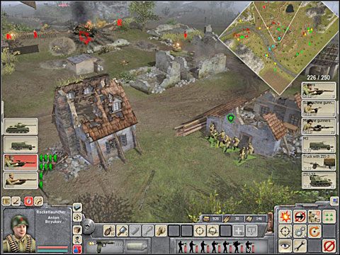 Dwa zadania dodatkowe polegają na przeprowadzeniu choć jednego nalotu radzieckimi bombowcami (perform a bombing run - pierwsze zadanie) i zniszczeniu niemieckiej wyrzutni rakietowej (destroy the rocket launcher) - Misja 7 Behind Enemy Lines (cz.3) - Kampania radziecka - Men of War - poradnik do gry