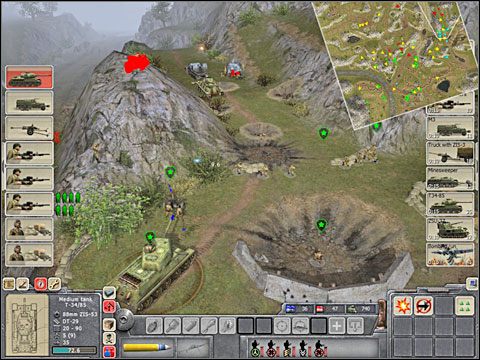 Na lewym skrzydle będzie równie ciężko: wąskie, górskie drogi, a na skałach od groma niemieckiego sprzętu pancernego - Misja 7 Behind Enemy Lines (cz.3) - Kampania radziecka - Men of War - poradnik do gry