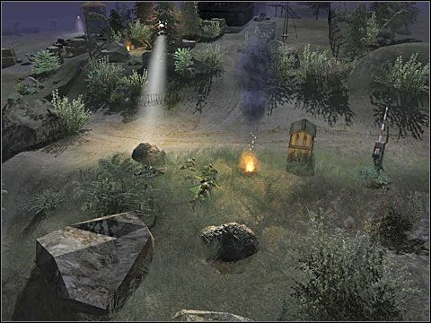 W skrzyniach leżących pod wieżą strażniczą po lewej znajdziesz m - Misja 9 The Flying Dutchman (cz.1) - Kampania radziecka - Men of War - poradnik do gry