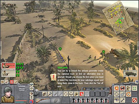 Samochód zaparkuje na tyłach bazy, w jej dalszej części (bazę dzieli na pół pas startowy) - Misja 3 Meeting the Enemy (cz.2) - Kampania Aliantów - Men of War - poradnik do gry