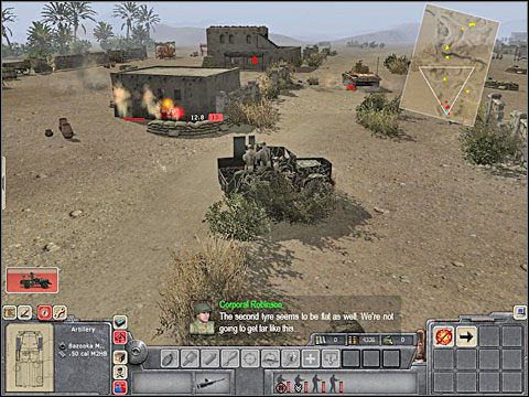 W kolejnej osadzie na drodze znajduje się blokada - Misja 4 Disaster in Tunisia (cz.2) - Kampania Aliantów - Men of War - poradnik do gry