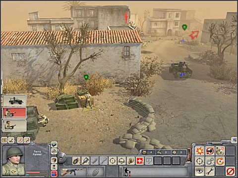 Gdy pierwszy raz zbliżasz się tym człowiekiem do gruzowiska zastrzel nim najpierw dwóch gachów przyczajonych na balkonie czy dachu pobliskiego budynku - Misja 4 Disaster in Tunisia (cz.3) - Kampania Aliantów - Men of War - poradnik do gry