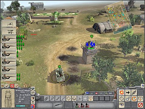 W miarę oczyszczania okolicy przesuwaj się w kierunku pasa startowego, tym razem umieszczając spadochroniarzy w najbliższym z baraków - Misja 1 Merkury (cz.4) - Kampania niemiecka - Men of War - poradnik do gry