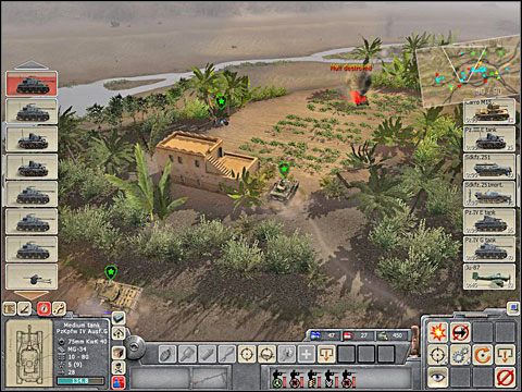 Do budynków wioski leżącej pośrodku planszy powsadzaj podległych piechurów: może być ciężko poustawiać ich przy oknach, jednak próbuj - Misja 2 Scorching Sands (cz.2) - Kampania niemiecka - Men of War - poradnik do gry