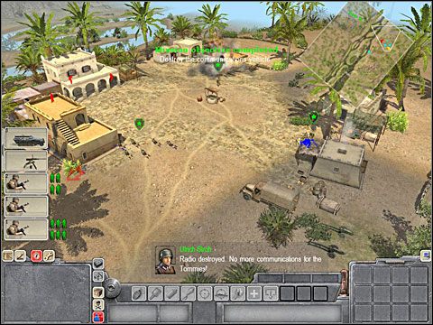 Gdy saper skończył oczyszczać pobliski wąwóz z min (pole minowe przecina go w jednym tylko miejscu) niemieckie ciężarówki czekające do tej pory w punkcie, w którym zaczynałeś misję ruszą w końcu w dalszą drogę - Misja 4 On the way to Tunis (cz.1) - Kampania niemiecka - Men of War - poradnik do gry