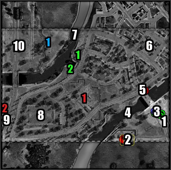 Oznaczenia na mapie - kolor biały (cele misji) - Misja 2 - Counterpush (mapa) | Akt 1 | Codename Panzers - Zimna Wojna - Codename: Panzers - Zimna Wojna - poradnik do gry