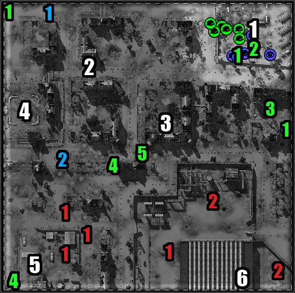 Oznaczenia na mapie - kolor biały (cele misji) - Misja 5 - Promises to Keep (mapa) | Akt 1 | Codename Panzers - Zimna Wojna - Codename: Panzers - Zimna Wojna - poradnik do gry